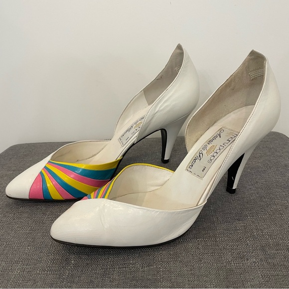 MARY POPPS Vintage 80s Retro Rainbow 3” Pumps - Size 7.5 - Picture 5 of 14
